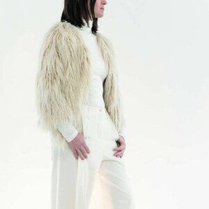 Annette Gortz AW19 Gel Cream Faux Fur Jacket